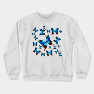 Morpho Butterfly Wings in Royal Aqua Blue Crewneck Sweatshirt